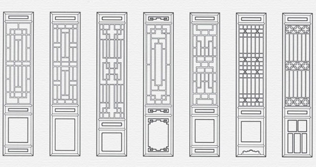 若羌常用中式仿古花窗图案隔断设计图